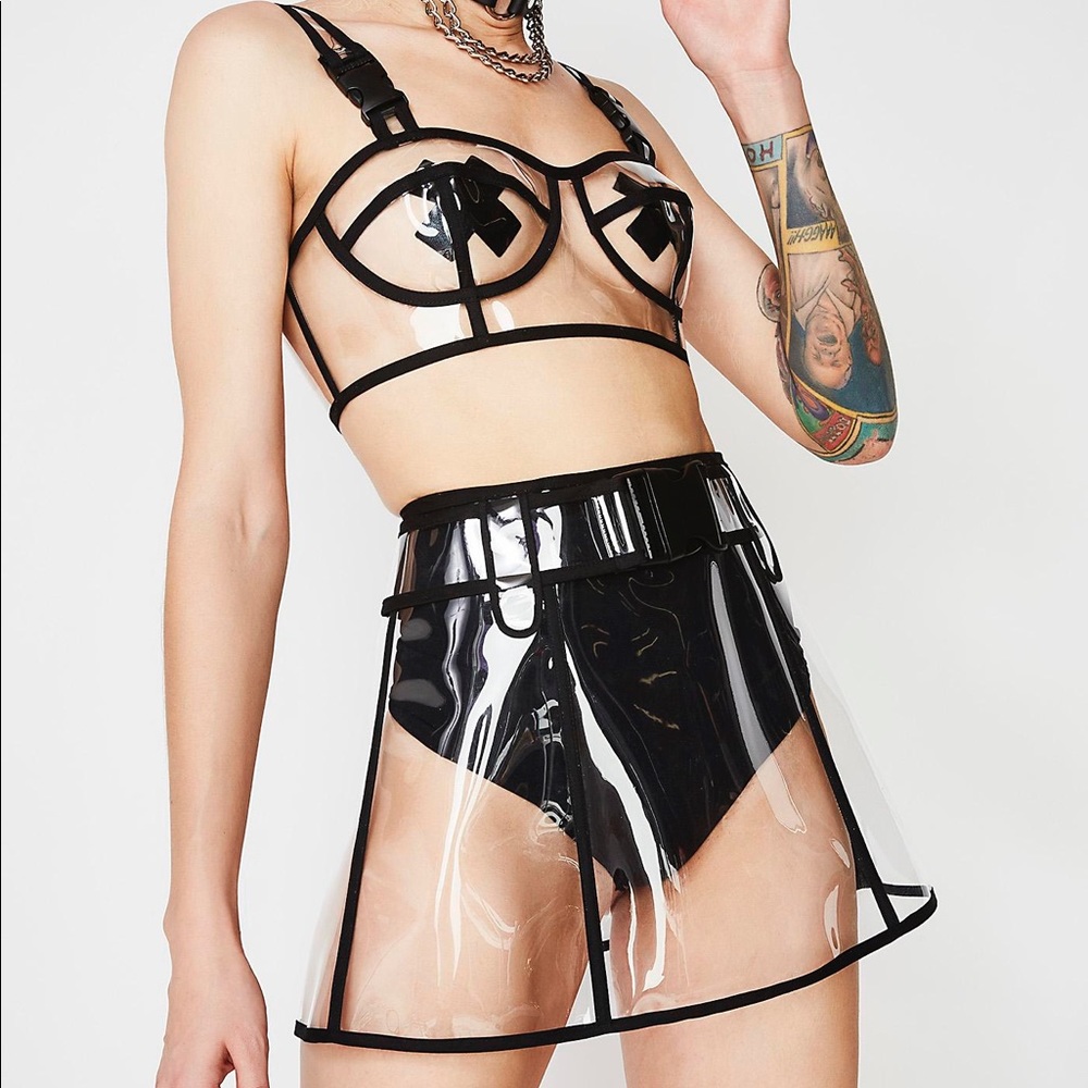 Dolls Kill “See thru your bs” Clear skirt